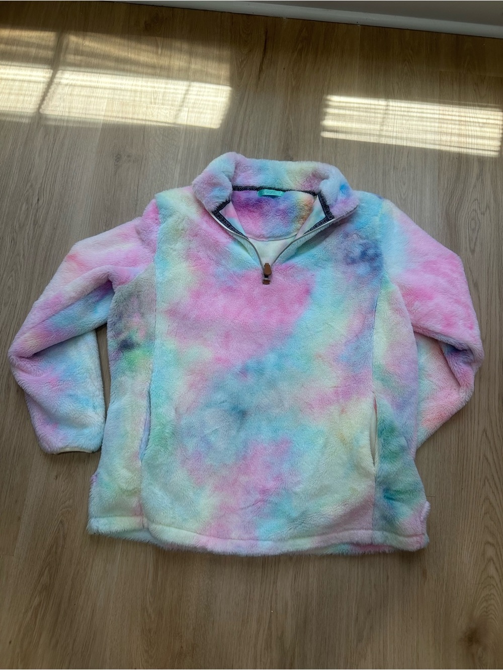 Filly Flair Pastel Tie-Dye Fleece Pullover - Pink, Blue, Green